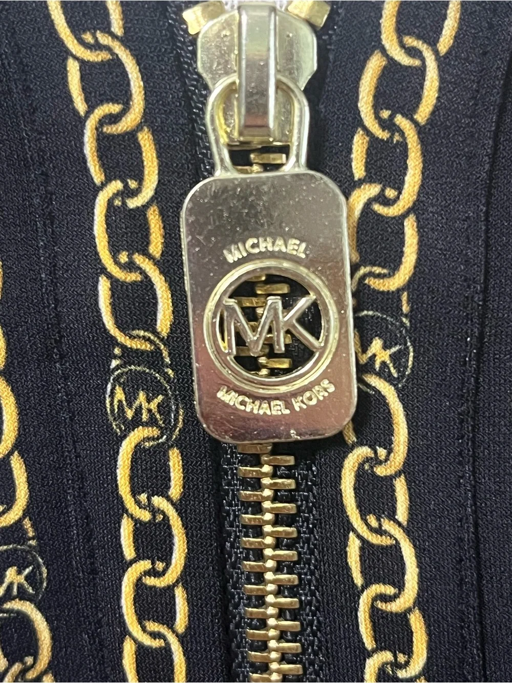Michael Kors Black Long-Sleeve Tunic with Gold Chain Stripe XXL